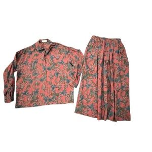 Vtg NORDSTROM CRICKETEER TAILORED WOMAN 2 pc‎ Set Skirt Shirt Floral Paisley 6/8
